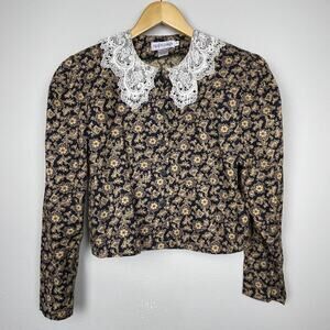 West Minister Vintage Lace Cottagecore‎ Button Down Top Size 12 Romantic
